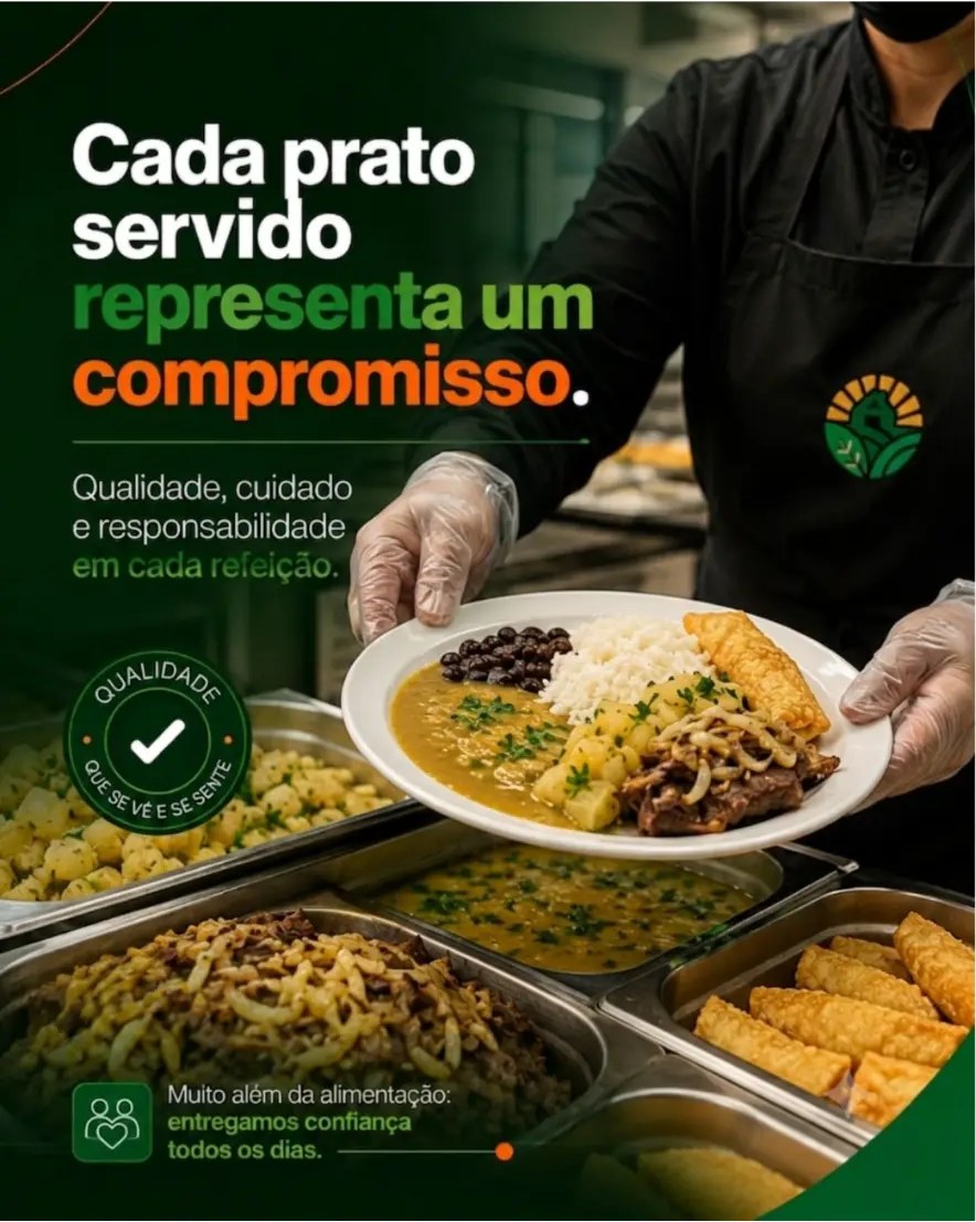 Post da Blumenauense Refeições sobre qualidade e compromisso em cada prato servido